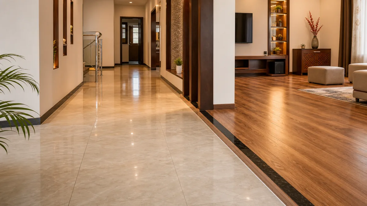 Interior flooring material and layout preview